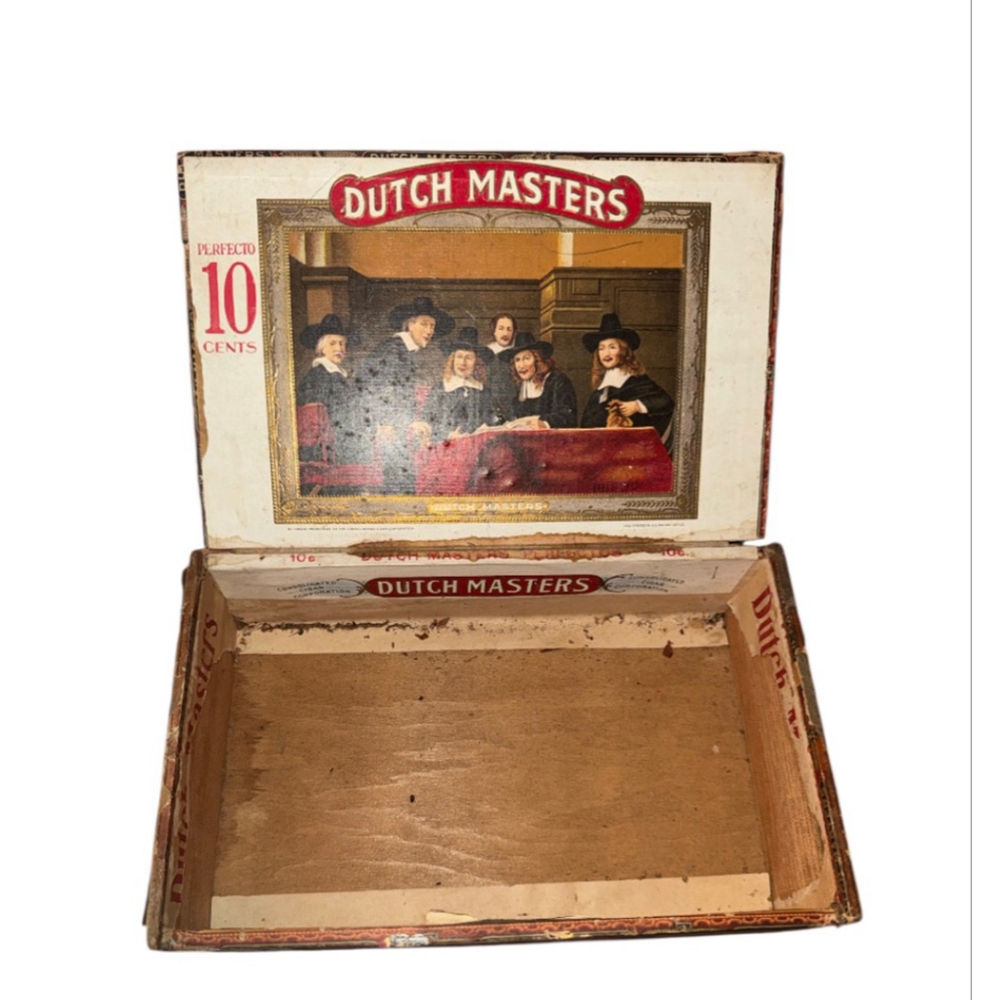 Vintage Dutch Masters Wood Cigar Box Claro Perfecto Factory 2 PA Whimsigoth Deco